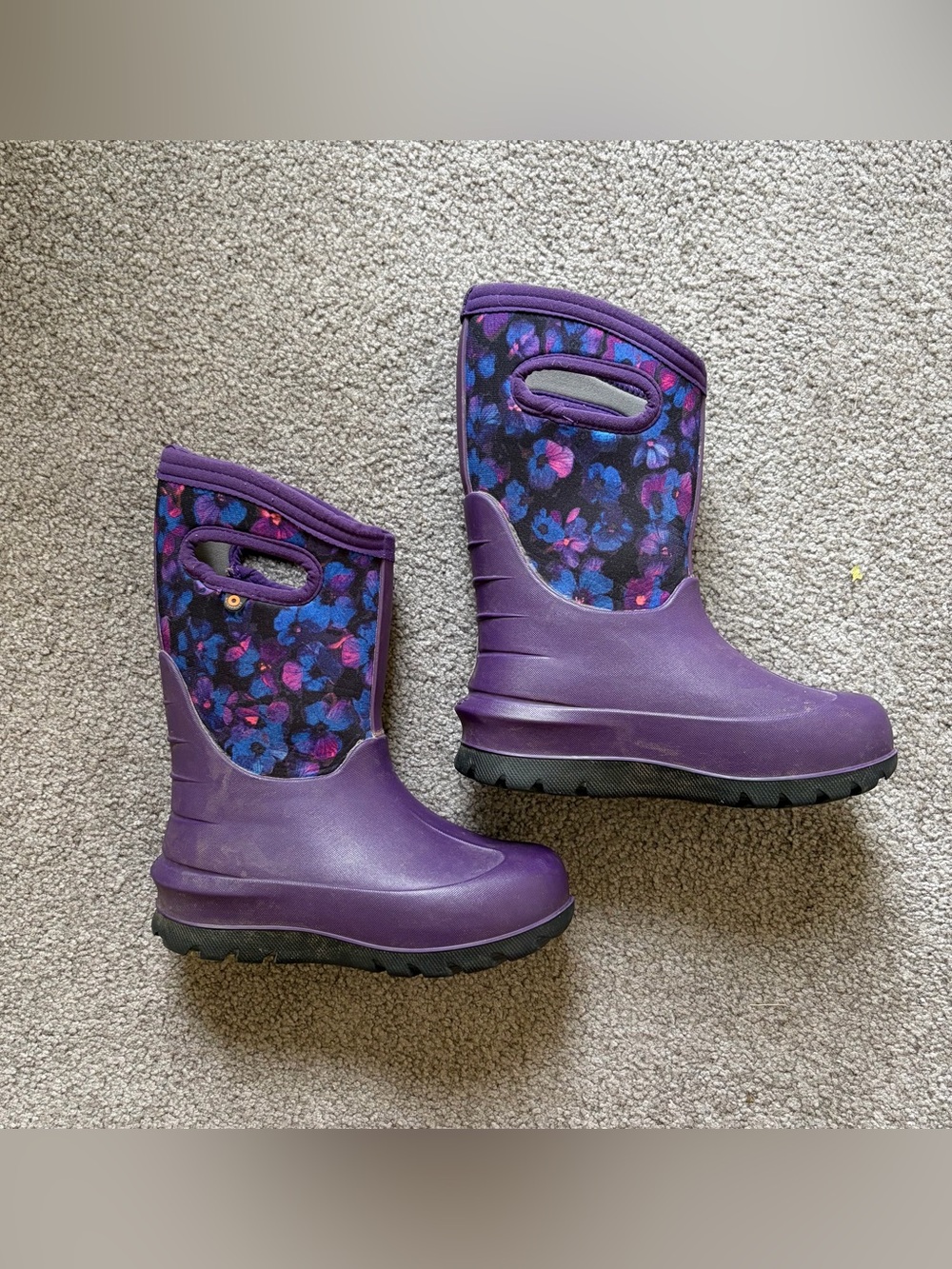 Bogs Kids Classic Neo-Classic Waterproof Insulated Boots Purple Floral Size 13